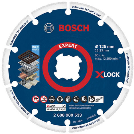 Bosch – Disque à tronçonner pour meuleuse Ø125 mm – Acier avec arête de coupe diamantée – Alésage X-LOCK 22,23 mm – 2608900533