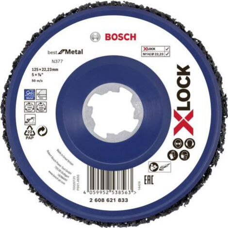 Bosch – Disque à lamelles pour meuleuse 125 mm – Grain 80 pour nettoyage métal et maçonnerie – Système X-LOCK – 2608621833
