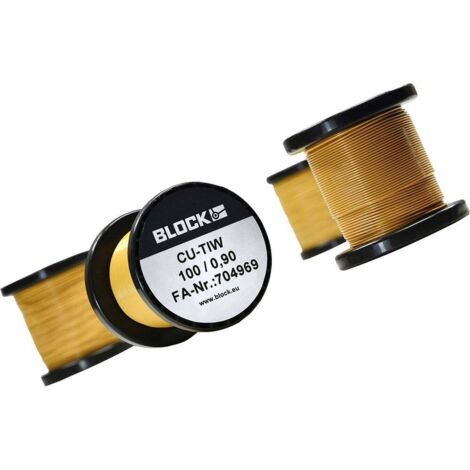 BLOCK Fil de cuivre émaillé Diamètre extérieur (avec vernis isolant)=0.90 mm 14.9 m 0.10 kg A786102 (1/2)