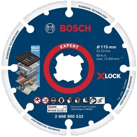 Bosch Accessories 2608900532 X-LOCK Disque à tronçonner diamanté Diamètre 115 mm Ø de perçage 22.23 mm métal 1 pc(s)