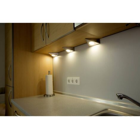 Éclairage LED pour meuble Heitronic GENUA jeu de 3 LED LED intégrée 6 W blanc chaud acier inoxydable