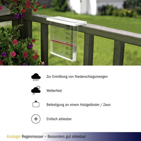 TFA Dostmann Pluviometro Analogico, 47.1013, Resistente Alle Intemperie