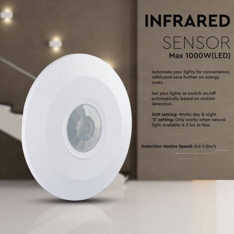 V-TAC 5086 Détecteur de mouvement pour plafond 360 ° blanc IP20