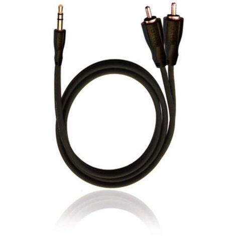 Câble de raccordement RCA D1C84012 Jack / Cinch-RCA audio [2x Cinch-RCA mâle - 1x Jack mâle 3.5 mm] 0.50 m noir Y731792 (1/2)