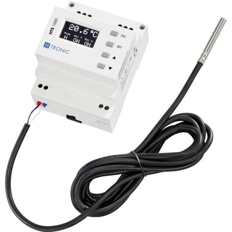 Thermo-interrupteur sur rail DIN HTS 1000 – Plage de mesure -99 °C à +850 °C – Écran OLED – Compatible chauffage et climatisation – H-Tronic - Y236982