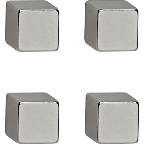 Maul Aimant Néodyme (l x H x P) 10 x 10 x 10 mm cube argent 4 pc(s) 6169296