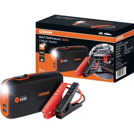 Osram – Booster de démarrage auto 300A 12V – Courant de crête 600A – Compatible moteurs essence jusqu'à 6L – OBSL300