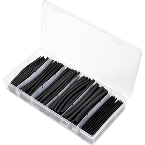 TRU COMPONENTS TC-9206232 Assortiment de gaines thermorétractables noir Taux de retreint:2:1 170 parties Y793362 (1/4)