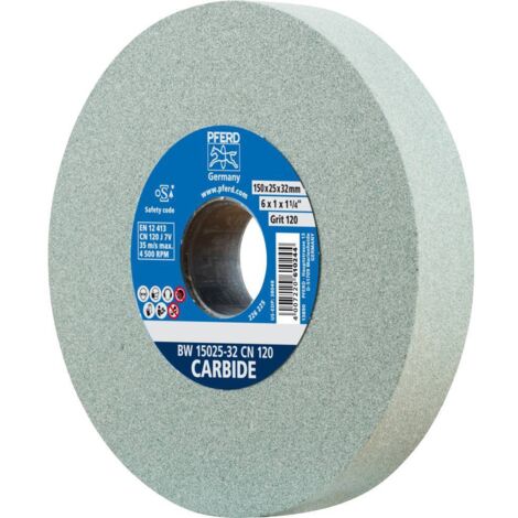 Pferd – Meule à touret 150 mm – Ø de perçage 32 mm – Grain 120 – Pour verre, carbure et aciers trempés – Usinage précis et finition
