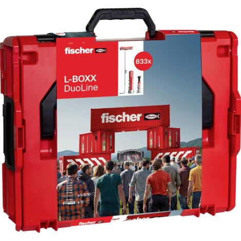 Fischer – Boîte d'assortiment de chevilles 833 pièces – 770 chevilles DuoPower – 45 chevilles DuoBlade – 18 chevilles DuoTec – Pour béton et plaque de plâtre - A000782