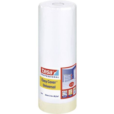 Tesa – Film de masquage Easy Cover® marron clair 1.1 m x 33 m – Résistance à la déchirure 38 N/10 mm – Pour peinture intérieure