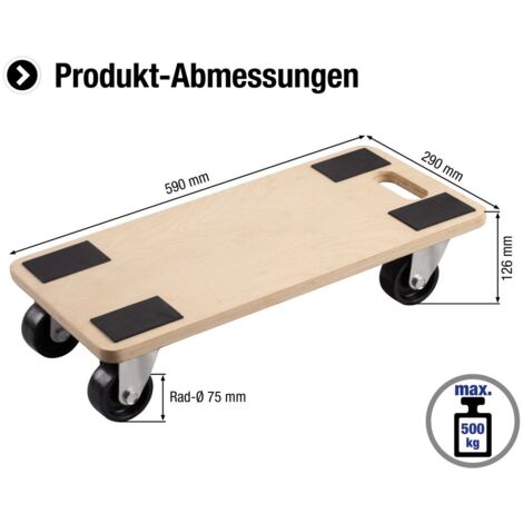 Chariot De Transport Meister 590x290mm - Capacité 200kg, Roues PU Pour Sols Sensibles | Plateau Contreplaqué