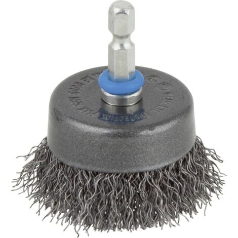 Wolfcraft – Brosse boisseau fil d'acier 80mm – Pour déroissage et nettoyage métal – Vitesse max 4500 tr/min – Diamètre fil 0.3mm - Y388312 (1/10)