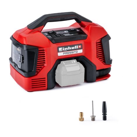 Einhell Compresseur hybride PRESSITO - Solo Power X-Change (18V, 90 W, Longueur tuyau haute pression : 710 mm, Câbles et tuyaux intégrés) Livré sans Batterie ni Chargeur
