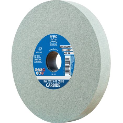 Pferd – Meule à touret 200 mm – Ø de perçage 32 mm – Grain 120 pour verre, métal et acier – Usinage précis et affûtage d'outils