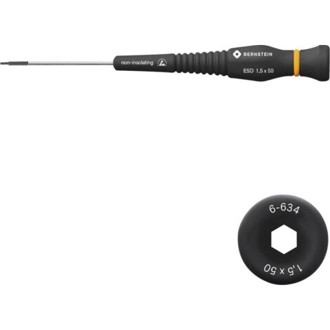 Clé coudée pour vis à 6 pans creux antistatique (ESD) 1.5 mm BERNSTEIN Tools for Electronics 6-634 Longueur de la lame: (1/2)