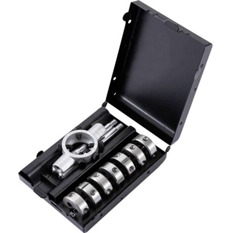 Toolcraft – Set de filières HSS 7 pièces TO6802566 – Acier haute performance pour filetages extérieurs – Compatible ISO DIN 13 – 15 supports inclus - A843552