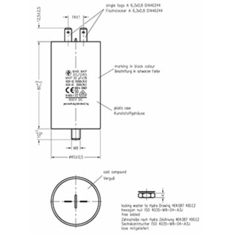 Condensatore Permanente 40 µF | 45x94 Mm Fondo Piatto | Made In Italy Per Motori E Circuiti Elettrici