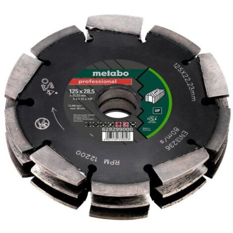 Metabo – Fraise à rainurer carbure de tungstène 175 mm – Ø 125 mm – Fraisage rapide pour maçonnerie – Réduction de la poussière