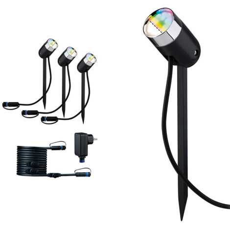 Paulmann colour Spot Pike Set RGBW Zigbee 94284 Système d'éclairage Plug&Shine ZigBee LED 4.5 W blanc chaud anthracite Y139182 (1/5)