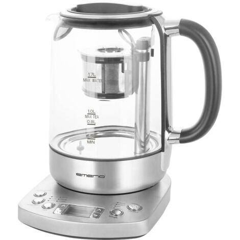 Bouilloire sans fil 1.7 l WK122248 – Verre borosilicaté – 2200 W – Écran numérique – Système de tamis à thé automatique – Emerio