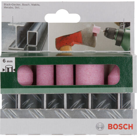 Set De 5 Meules Sur Tige Bosch Professional - Grain 60, Diam. 6 Mm - Pour Ponçage, Ébavurage Métal Et Outils