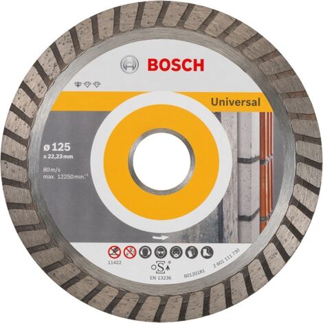Bosch – Disque diamant pour meuleuse Ø125mm – Alésage 22,23mm – Largeur de coupe 2mm – Coupe nette béton – 2608602394