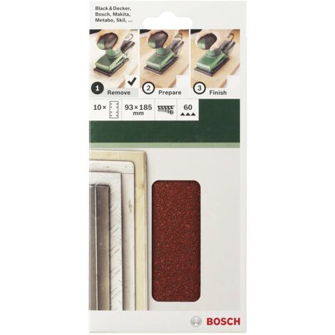 Papier abrasif pour ponceuse vibrante avec bande auto-agrippante, perforé Bosch Accessories 2609256A81 Grain 60 (L x l)