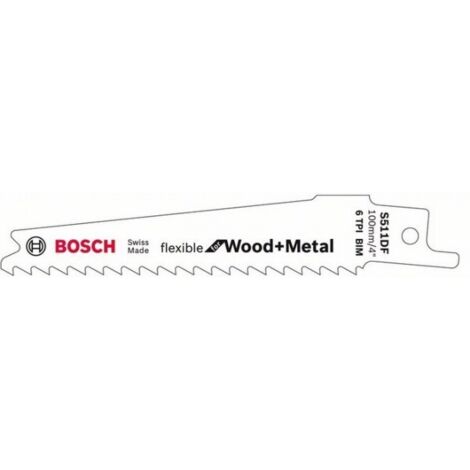 Bosch – Lame de scie sabre pour bois et métal – Longueur 100 mm – Pas 4,3 mm – Dure 50 fois plus longtemps – 2 lames – 2608657722