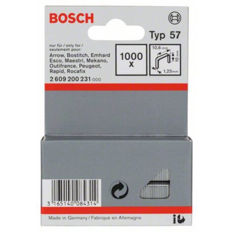 Bosch – Agrafe à fil plat type 57 10,6 x 1,25 x 10 mm – Pour matériaux fins – Tenue ferme et dos discret – 2609200231 (1/2)