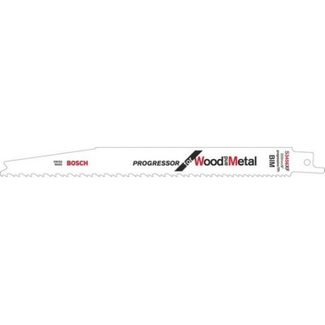 Bosch – Lame de scie sabre bimétal 200mm – Denture progressive 2,1-4,3 TPI – Lot de 5 – Pour bois clouté et métal – 2608654406