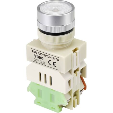 TRU COMPONENTS TC-9219088 Y090 Bouton-poussoir 250 V/AC 5 A 1 x On/(On) à rappel blanc (Ø) 30 mm 1 pc(s) Y714452 (1/3)