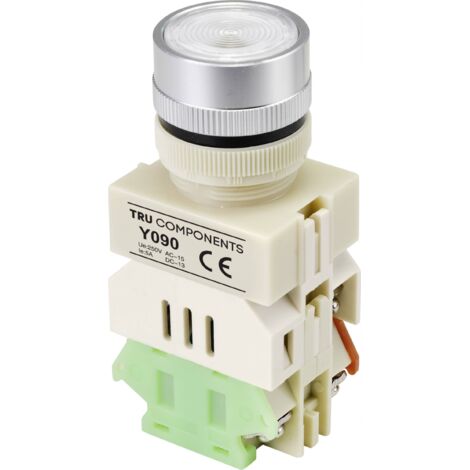 TRU COMPONENTS TC-9219096 Y090 Bouton-poussoir 250 V/AC 5 A 1 x On/(On) à accrochage blanc (Ø) 30 mm 1 pc(s) (1/3)