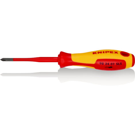 KNIPEX 98 24 01 SLS Tournevis (Slim) PlusMinus Phillips® poignée isolante bi-matière, certifiée VDE brunie 187 mm (1/2)