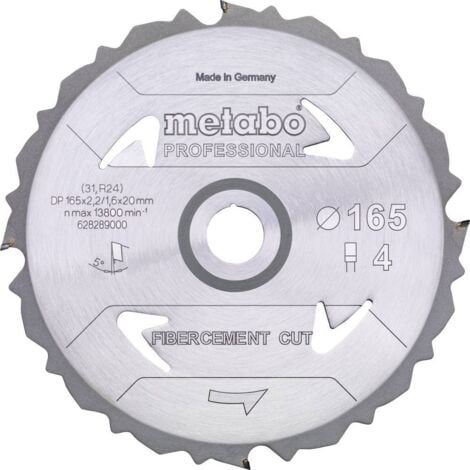Metabo FIBERCEMENT CUT PROFESSIONAL 628287000 Lame de scie circulaire 160 x 20 x 1.6 mm Nombre de dents: 4 1 pc(s)