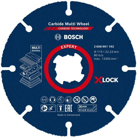 Bosch – Disque à tronçonner 115 mm 2608901192 – Alésage 22,23 mm – Pour bois, plastique et plaque de plâtre – Système X-LOCK rapide - MM 1 PC