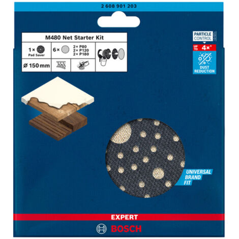 Bosch 5x Abrasifs réticulés Expert M480 (pour Bois dur, Peinture sur