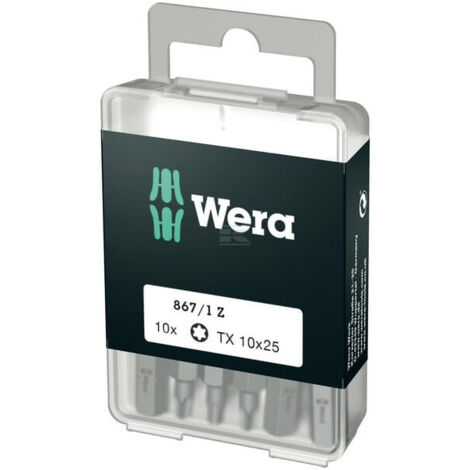 Embout Torx T 10 Wera 05072406001 Acier à outils allié, extra-rigide Forme (embouts): D 6.3 10 pc(s) (1/3)