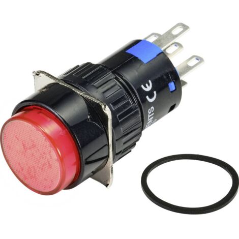TRU COMPONENTS TC-9219044 Bouton-poussoir lumineux à rappel 250 V/AC 3 A 1 x On/(Off) à rappel rouge (Ø) 18 mm IP65 1 p (1/3)