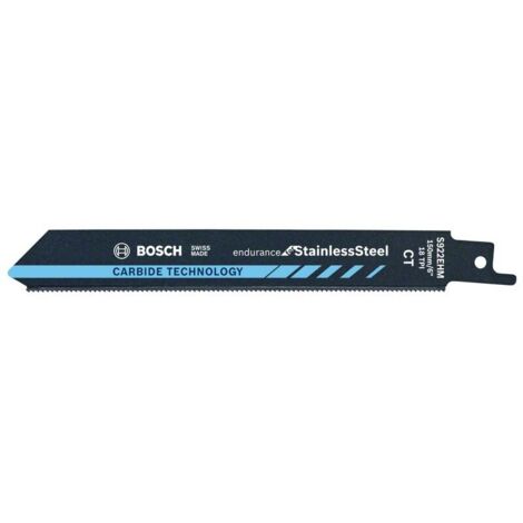 Lame de scie sabre carbure 150 mm pour acier inoxydable – Technologie Bosch Carbide – Longue durée de vie – 2608900360