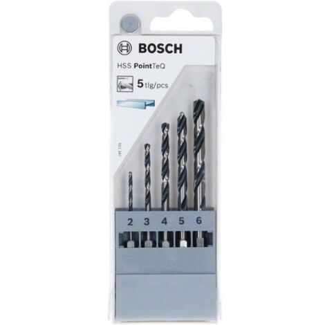 Bosch Accessories 2607002824 PointTeQ HSS Jeu de forets pour le métal 5 pièces 2 mm, 3 mm, 4 mm, 5 mm, 6 mm DIN 338 tig (1/5)