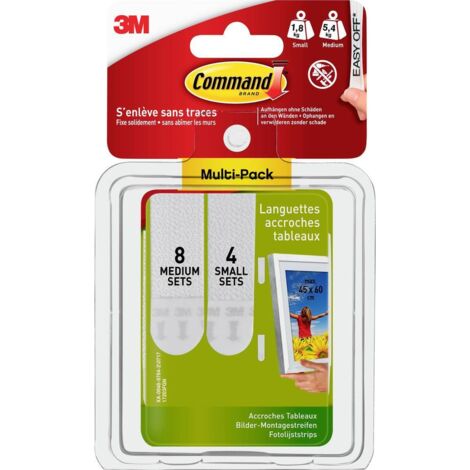 3M Montage d'images Command™ strips S et M, pack avantageux blanc Contenu: 12 paire(s) W288492