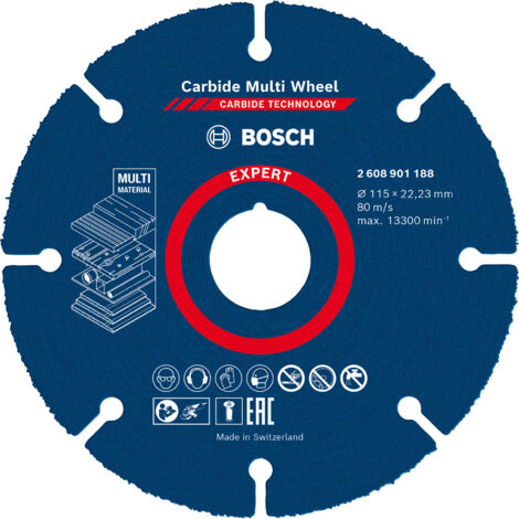 Bosch – Disque à tronçonner 115 mm 2608901188 – Pour meuleuse d'angle – Alésage 22,23 mm – Coupe précise matériaux souples