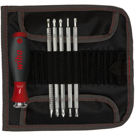 Wiha Jeu de tournevis avec lames interchangeables SYSTEM 6 Jeu de 7 pcs y compris une trousse pliable (32298) (1/4)