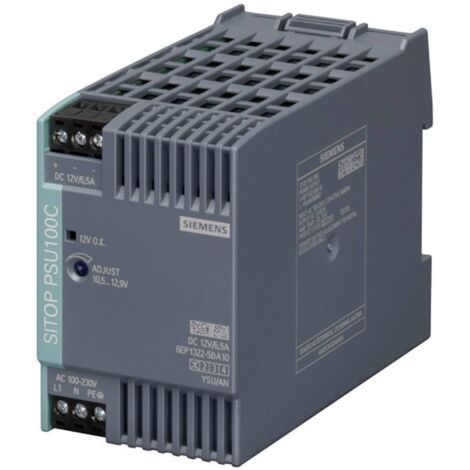 Alimentation rail DIN Siemens SITOP PSU100C 12 V/6,5 A 12.9 V/DC 6.5 A 78 W 1 x S92208