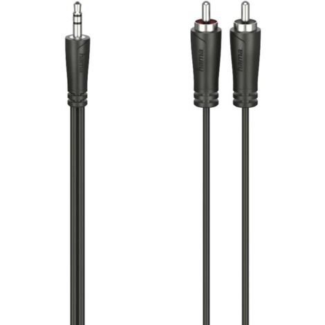Câble de raccordement Hama 00205112 Jack / Cinch-RCA audio [2x Cinch-RCA mâle - 1x Jack mâle 3.5 mm] 5 m noir (1/3)
