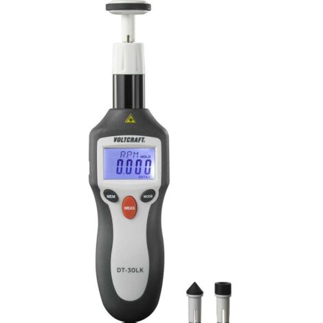 Voltcraft – Tachymètre mécanique DT30LK – Plage 2 à 20000 tr/min – Précision ±0.05 % – Écran LCD 5 chiffres – Mesure sans contact - V955781