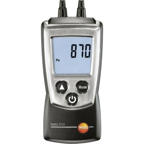 Testo – Manomètre différentiel – Pression max 200 hPa – Filetage plomberie 1/4" – Écran rétroéclairé – Fonction Hold pour mesures précises