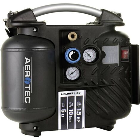 Compresseur pneumatique 5 l – Débit 200 l/min – Pression 10 bar – Moteur 1 cylindre sans huile – Construction compacte et légère – Aerotec