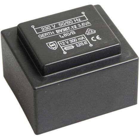 Gerth PTG380601 Transformateur pour circuits imprimés 1 x 230 V 1 x 6 V/AC 3.60 VA 600 mA V056621